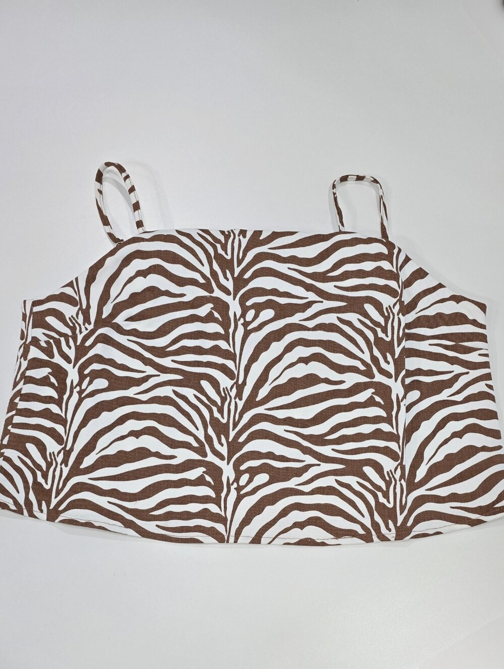 Love + Harmony ✦ Mocha Zebra Print✦ Cropped Jacket & Matching Tank Top Set L NWT - Picture 10 of 16